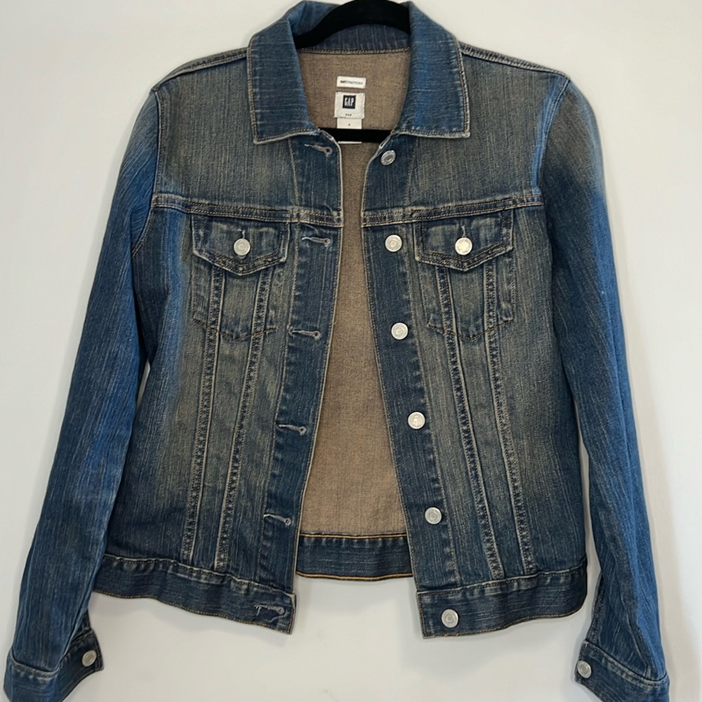 Gap Darker Two Tone Washed Denim Jean Jacket Streetwear Preppy 90s Cottagecore